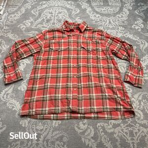 Levi's Women's Plaid Button-Up Shirt Orange Long Sleeve Size L Casual